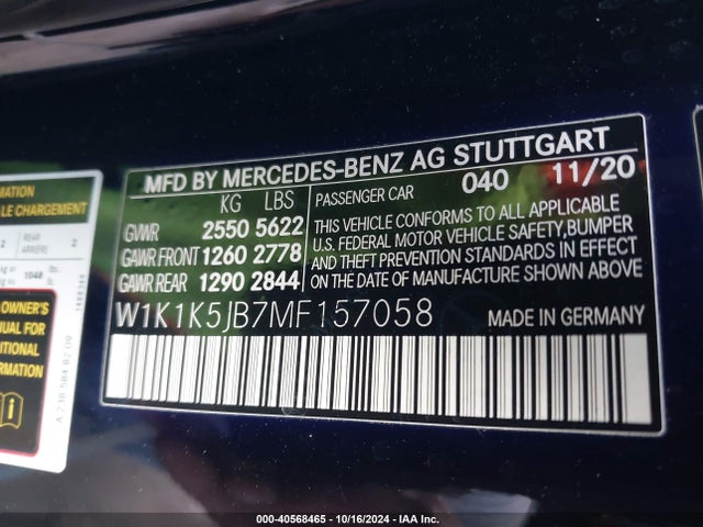 W1K1K5JB7MF157058 Mercedes-Benz E 450