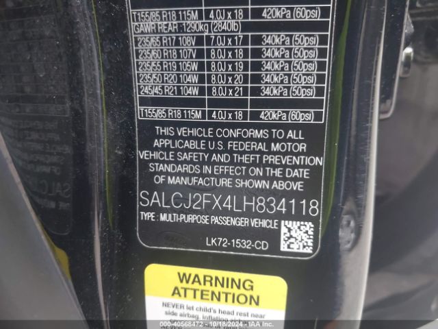 SALCJ2FX4LH834118 Land Rover Discovery Sport S