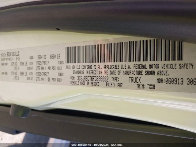 3C6JR6DT6FG698692 RAM 1500 Tradesman