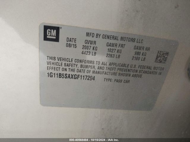 1G11B5SAXGF117294 Chevrolet Malibu Limited Ls