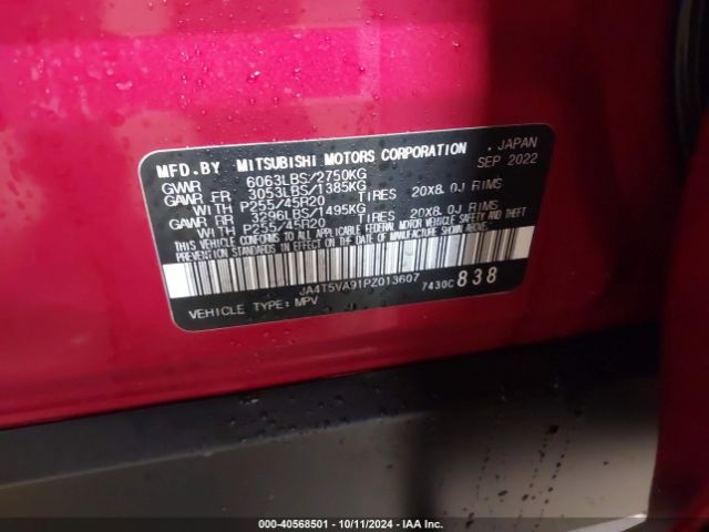 JA4T5VA91PZ013607 Mitsubishi Outlander Phev 40th Anniversary S-/sel S-