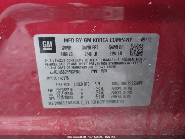 KL4CJHSB9HB031989 Buick Encore Premium