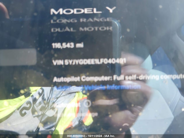 2020 TESLA MODEL Y 5YJYGDEE1LF040491 Photo 6