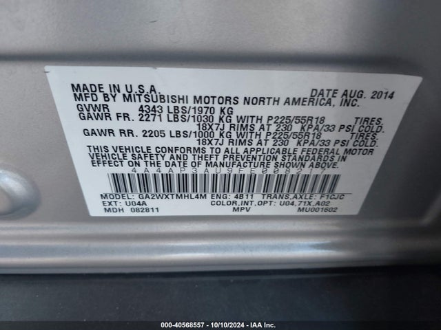 2015 MITSUBISHI OUTLANDER SPORT 4A4AP3AU9FE008217 Photo 8