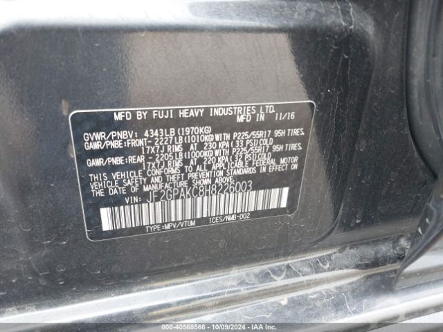JF2GPAKC8H8226003 Subaru Crosstrek 2.0i Limited