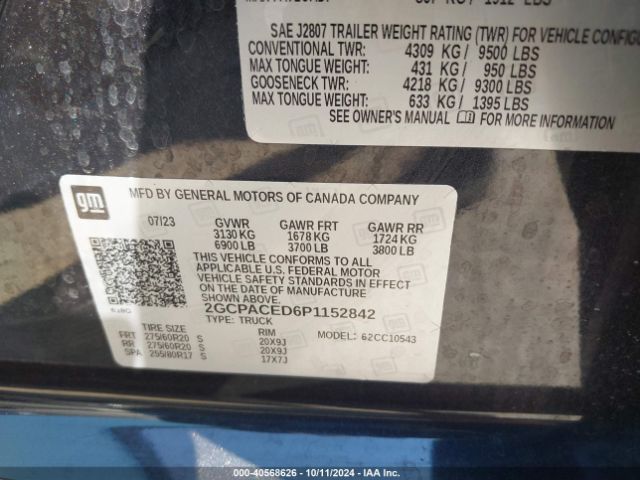 2GCPACED6P1152842 Chevrolet Silverado 1500 2wd  Short Bed Lt