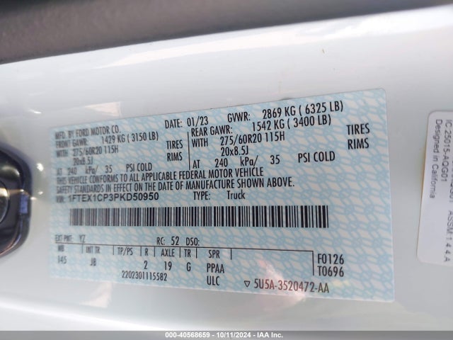 Ford F-150 Xl 2023 1FTEX1CP3PKD50950 Image 9