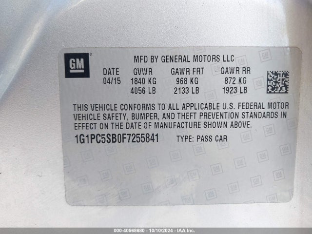 Chevrolet Cruze 1lt Auto 2015 1G1PC5SB0F7255841 Image 9
