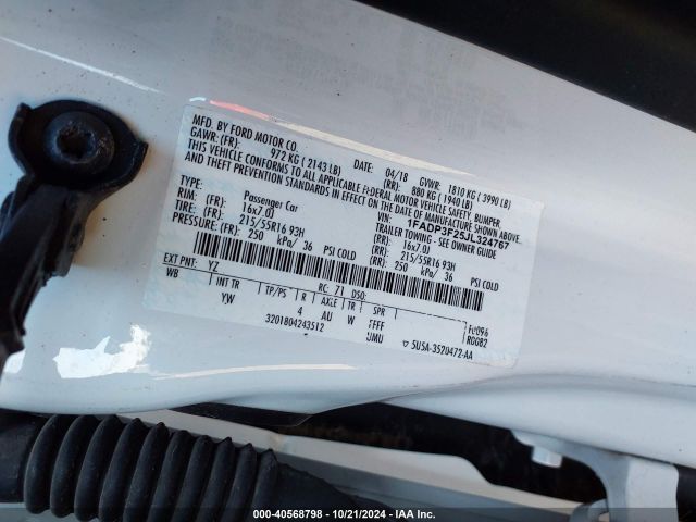 1FADP3F25JL324767 Ford FOCUS SE