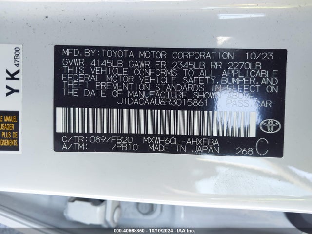 Toyota Prius Le 2024 JTDACAAU6R3015861 Image 9
