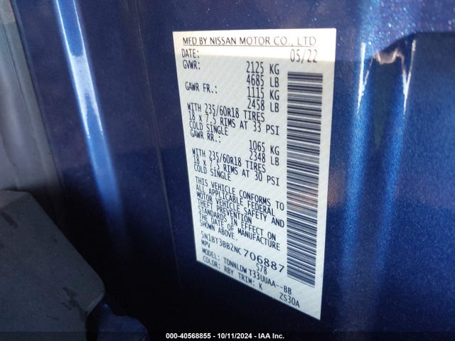 Nissan Rogue Sv Intelligent Awd 2022 5N1BT3BB2NC706887 Image 9