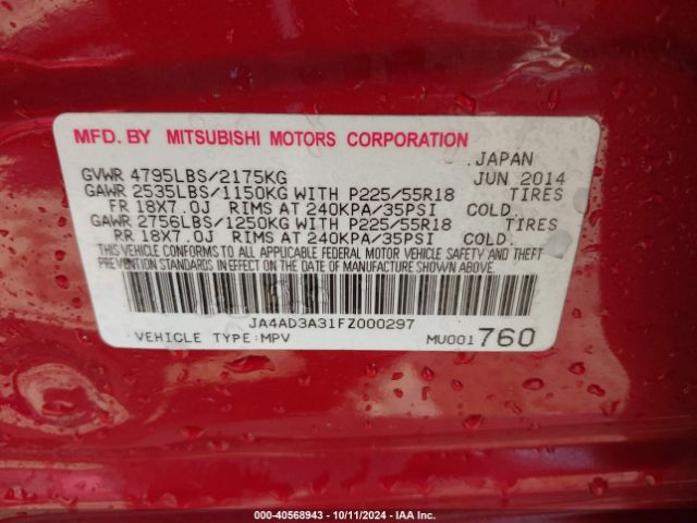 2015 MITSUBISHI OUTLANDER JA4AD3A31FZ000297 Photo 8