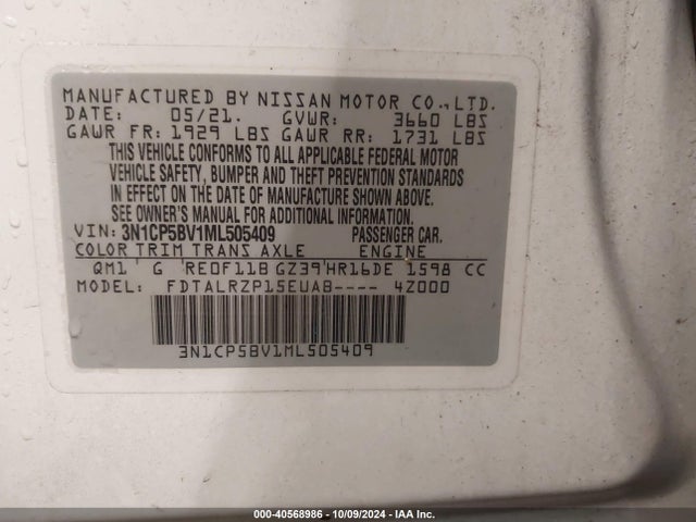 Nissan Kicks S Xtronic Cvt 2021 3N1CP5BV1ML505409 Image 9