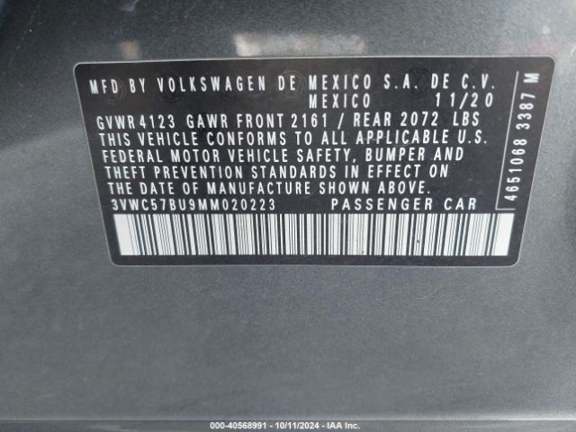 3VWC57BU9MM020223 Volkswagen Jetta 1.4t R-line/1.4t S/1.4t Se