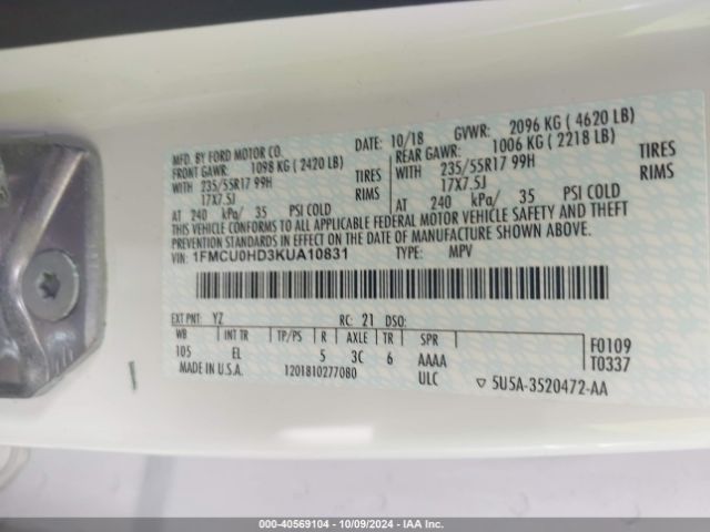 2019 FORD ESCAPE 1FMCU0HD3KUA10831 Photo 8