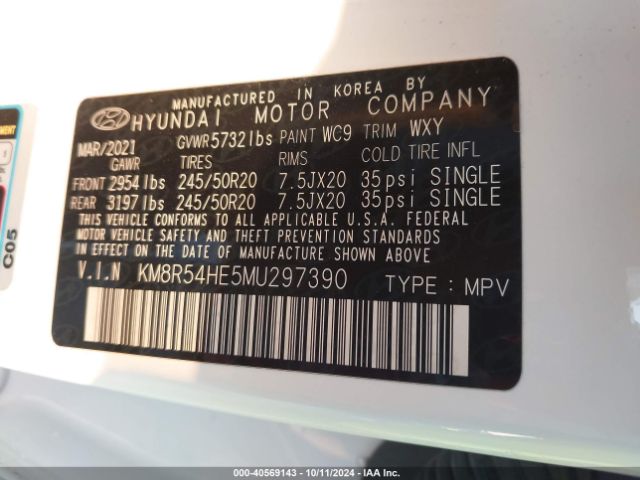 KM8R54HE5MU297390 Hyundai Palisade Limited