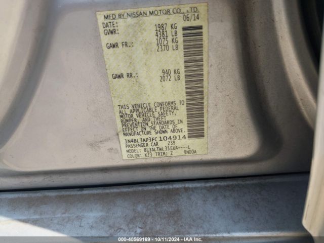 1N4BL3AP3FC104914 Nissan Altima 3.5 Sl