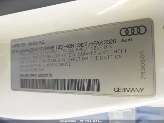2020 AUDI S3 WAUB1GFF2LA002273 Photo 8
