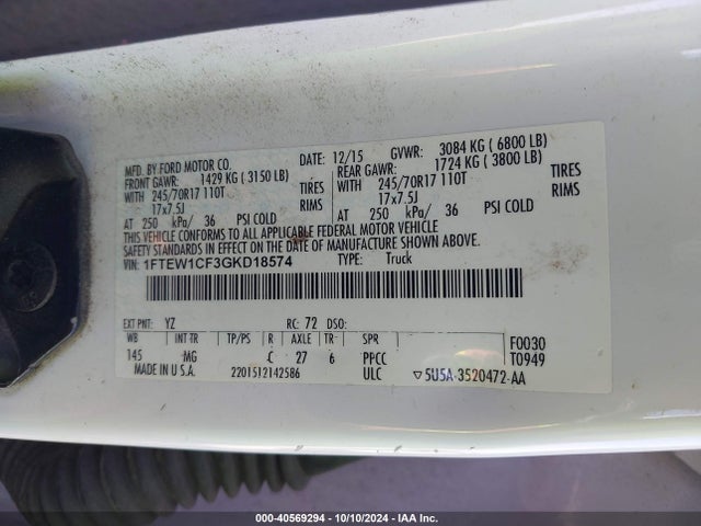 Ford F-150 Xlt 2016 1FTEW1CF3GKD18574 Image 9