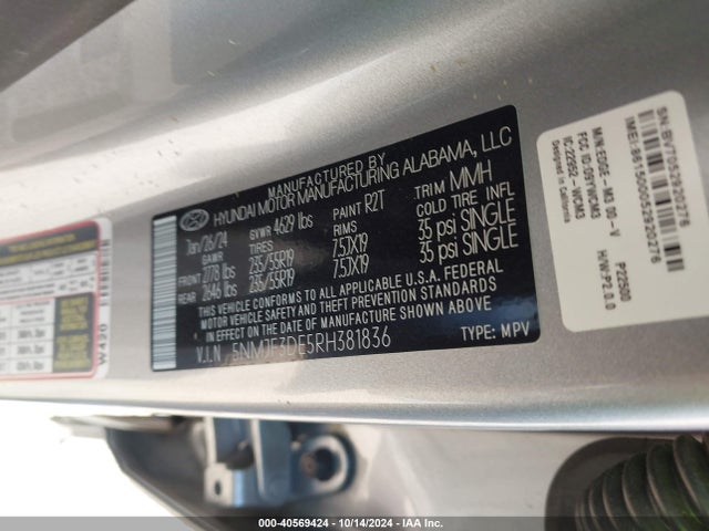 Hyundai TUCSON SEL 2024 5NMJF3DE5RH381836 Image 9
