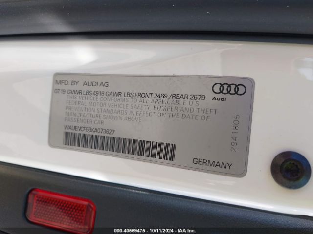 WAUENCF53KA073627 Audi A5 45 Premium