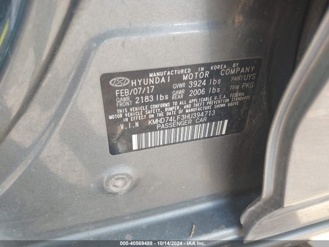 Hyundai ELANTRA SE 2017 KMHD74LF3HU394713 Image 9