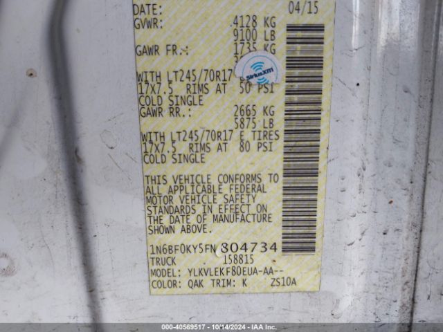 1N6BF0KY5FN804734 Nissan Nv Cargo Nv2500 Hd Sv V6