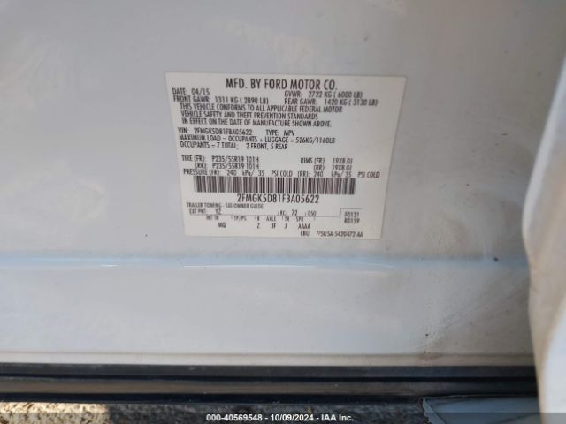 2FMGK5D81FBA05622 Ford Flex Limited