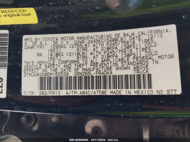 3TMJU4GN8EM162528 Toyota Tacoma Prerunner V6