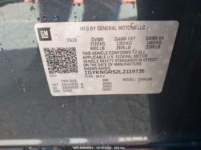 1GYKNGRS2LZ119735 Cadillac Xt5 Awd Sport