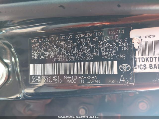 JTDKDTB33E1074889 Toyota Prius C Four