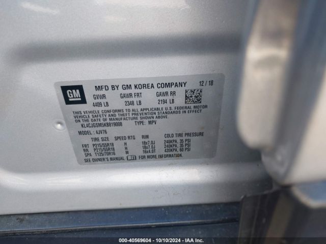 KL4CJGSM5KB819008 Buick Encore Awd Essence