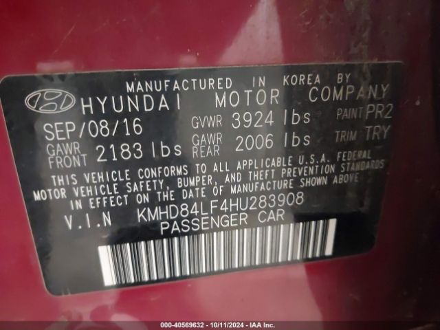 KMHD84LF4HU283908 Hyundai Elantra Limited