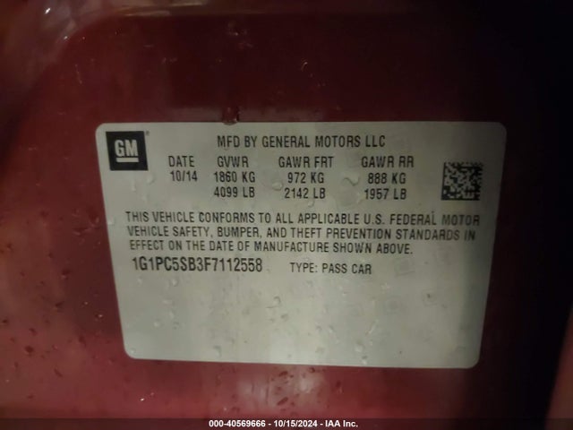 Chevrolet Cruze 1lt Auto 2015 1G1PC5SB3F7112558 Image 9