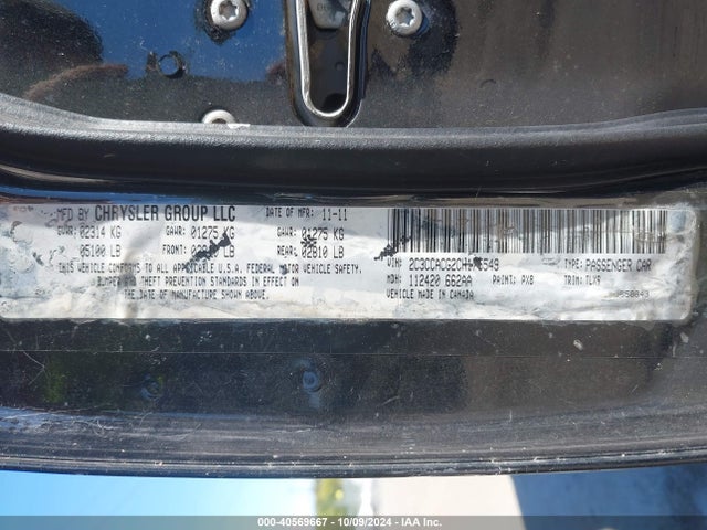 Aukcja sprzedaży 2012 Chrysler 300 Limited, vin: 2C3CCACG2CH175549, numer aukcji: 40569667