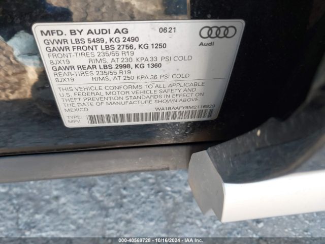 WA1BAAFY6M2116929 Audi Q5 Premium Plus 45 Tfsi Quattro S Tronic