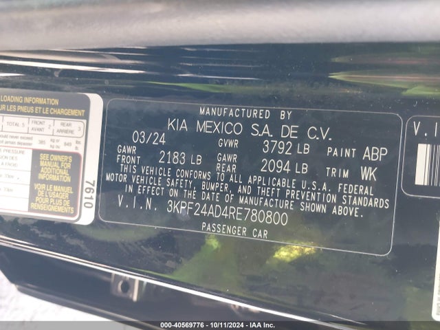 KIA Forte Lxs 2024 3KPF24AD4RE780800 Image 9
