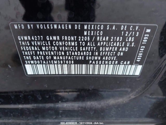 3VWD07AJ1EM397608 Volkswagen Jetta 1.8t Se