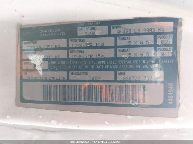 1990 DODGE RAM VAN 2B7HB21Y3LK754476 Photo 8