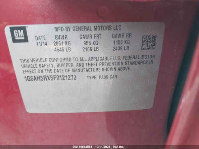 1G6AH5RX5F0121273 Cadillac ATS LUXURY