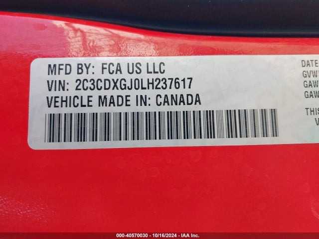 Dodge Charger Scat Pack Rwd 2020 2C3CDXGJ0LH237617 Image 9