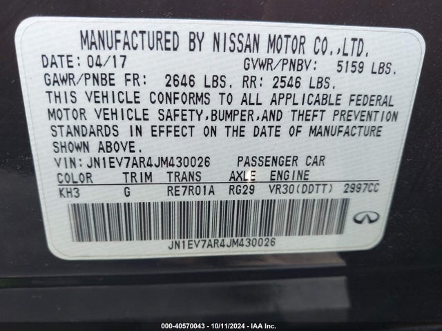 JN1EV7AR4JM430026 Infiniti Q50 3.0t Luxe