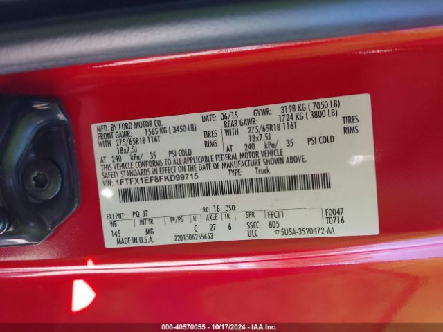 1FTFX1EF8FKD99715 Ford F-150 Xlt
