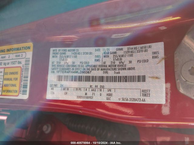 1FTER4FH4MLD95367 Ford Ranger Xlt