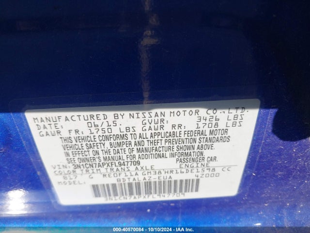 Nissan Versa 1.6 S+ 2015 3N1CN7APXFL947709 Image 9