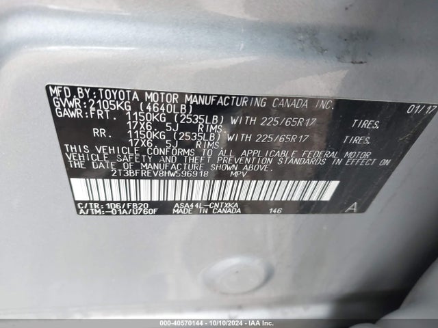 Toyota RAV4 LE 2017 2T3BFREV8HW596918 Image 9