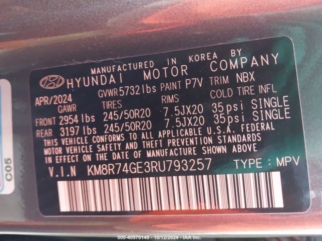 KM8R74GE3RU793257 Hyundai Palisade Calligraphy