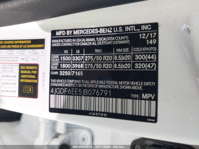 4JGDF6EE5JB076791 Mercedes-Benz Gls 450 4matic