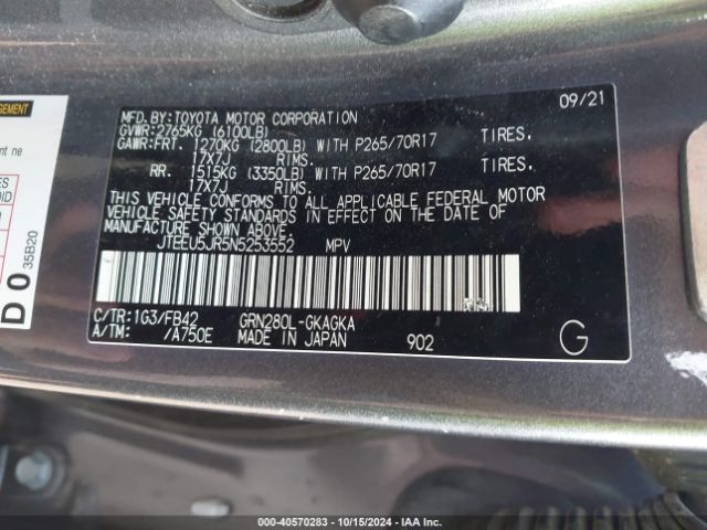 JTEEU5JR5N5253552 Toyota 4RUNNER SR5