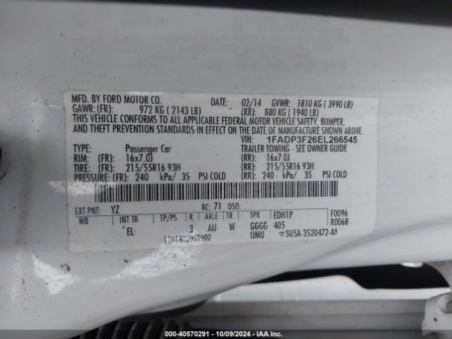 1FADP3F26EL266545 Ford FOCUS SE